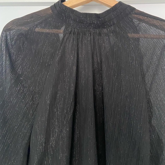 NWOT Glittery Balloon sleeve high neck blouse - Picture 5 of 8